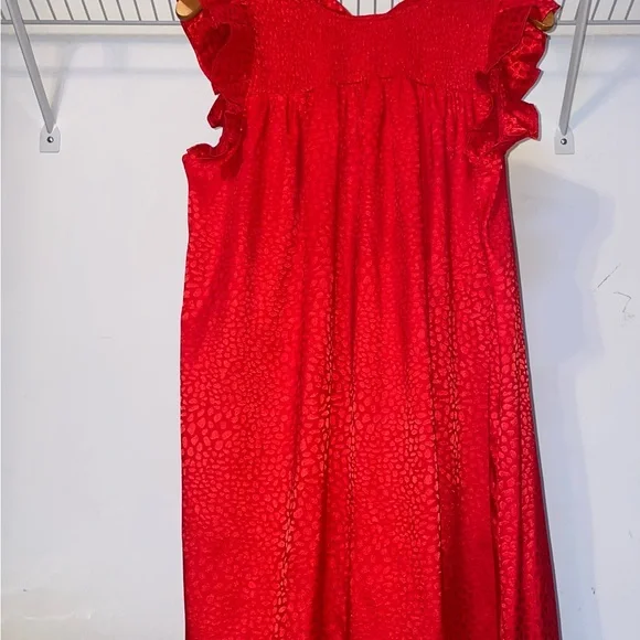 Umgee Red Mini Dress with Ruffled Sleeves - Picture 5 of 7